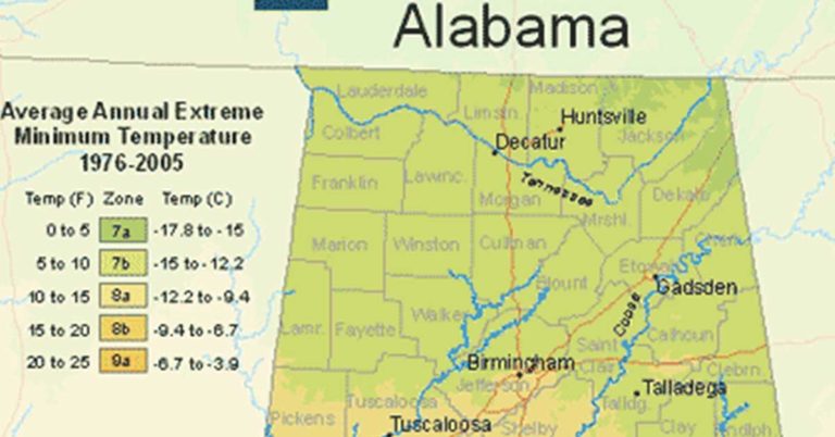USDA Hardiness Zone Map For Alabama - Featured image