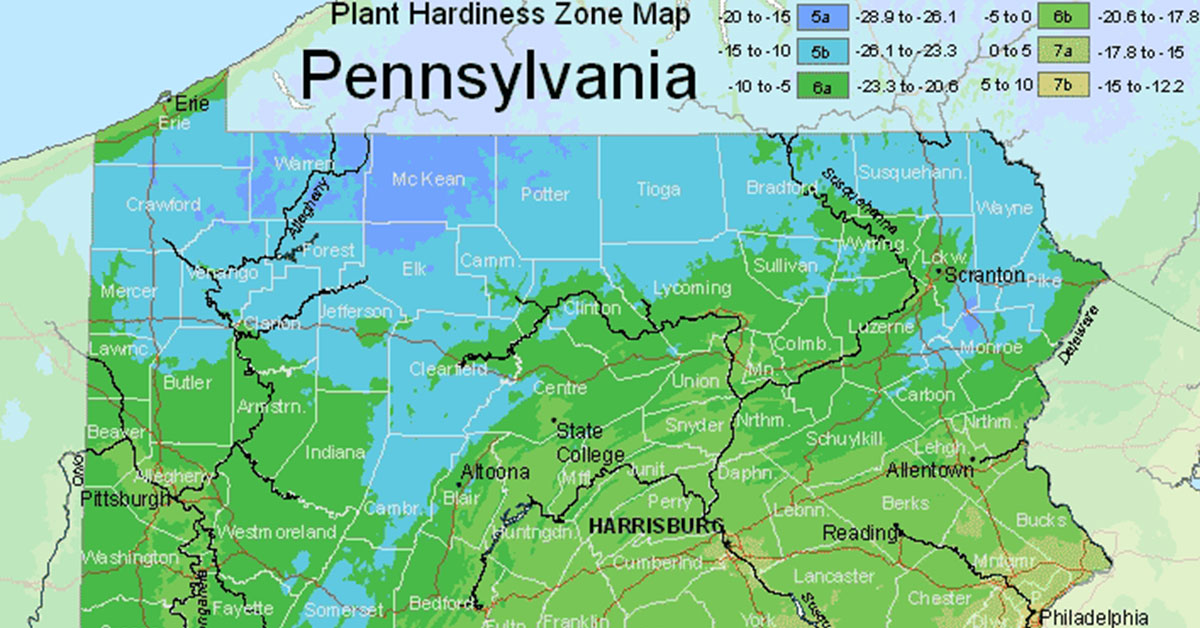 pennsylvania usda hardiness zone map