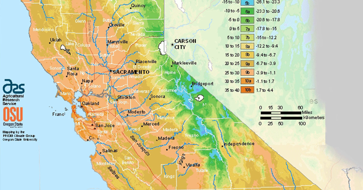california hardiness zone map