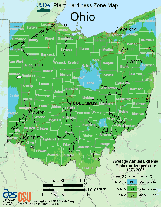 Ohio USDA planting zone map