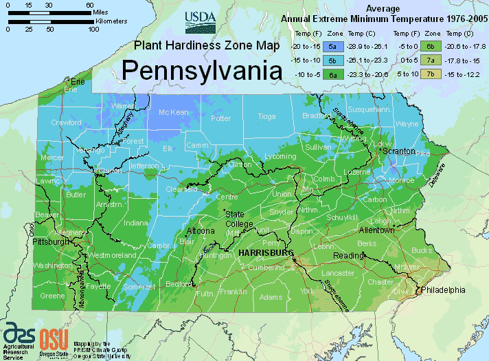 pennsylvania usda hardiness zone map