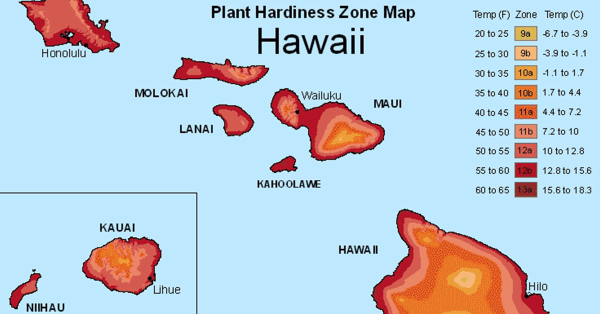 hawaii hardiness zone map