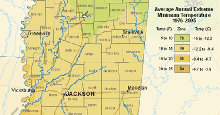 USDA Hardiness Zone Map For Mississippi - Featured image