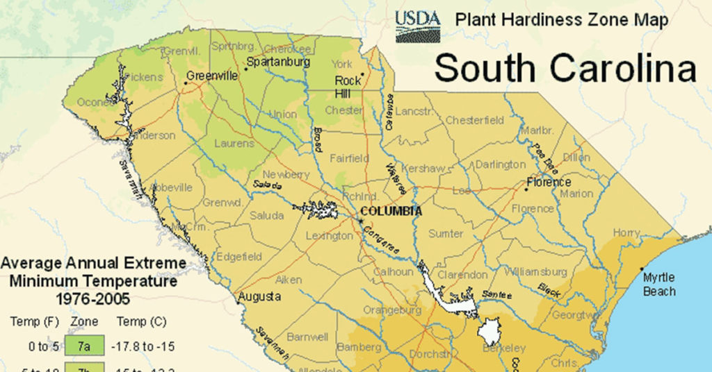 USDA Hardiness Zone Map For South Carolina The Garden Magazine