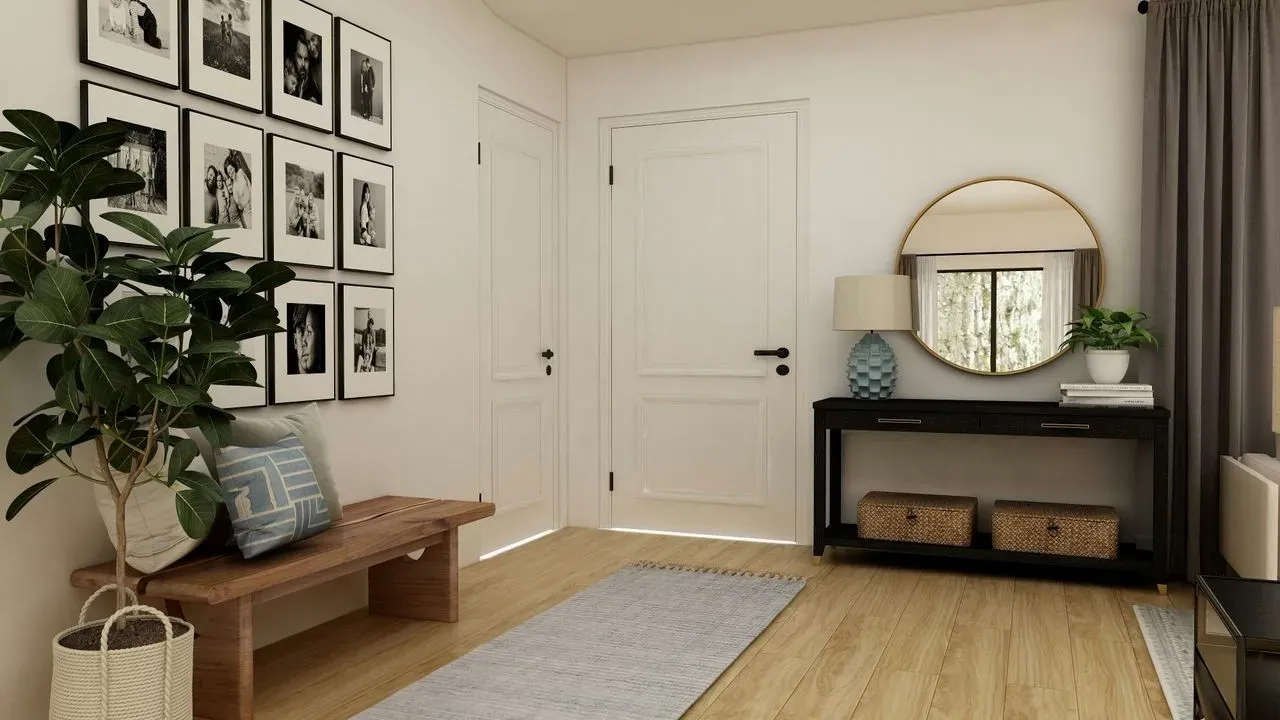 Mid-Century Entry Transformed by Texture and Light